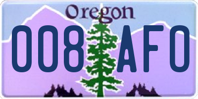OR license plate 008AFO