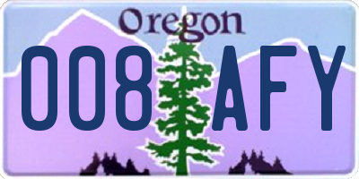 OR license plate 008AFY