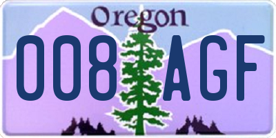 OR license plate 008AGF