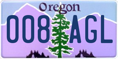 OR license plate 008AGL