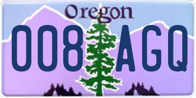 OR license plate 008AGQ