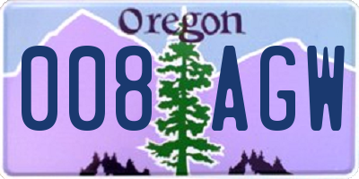 OR license plate 008AGW