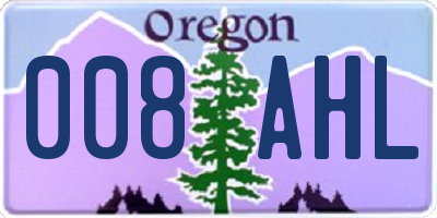 OR license plate 008AHL