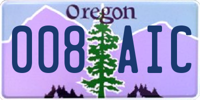 OR license plate 008AIC