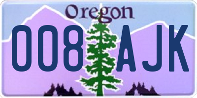 OR license plate 008AJK
