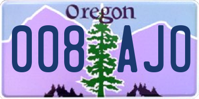 OR license plate 008AJO