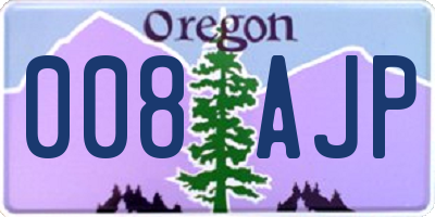 OR license plate 008AJP