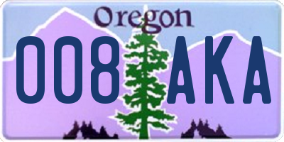 OR license plate 008AKA