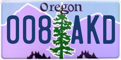 OR license plate 008AKD