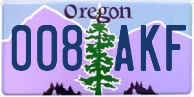 OR license plate 008AKF