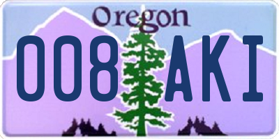 OR license plate 008AKI