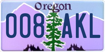 OR license plate 008AKL