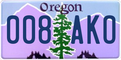 OR license plate 008AKO