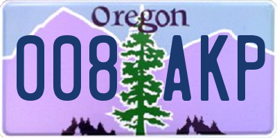 OR license plate 008AKP