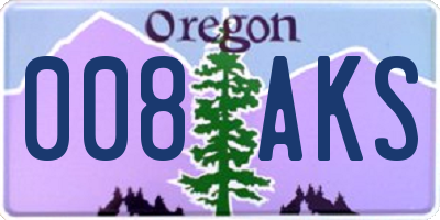 OR license plate 008AKS