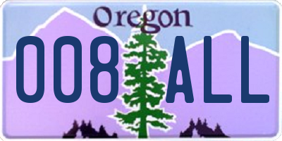 OR license plate 008ALL