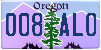 OR license plate 008ALO