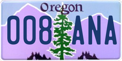 OR license plate 008ANA