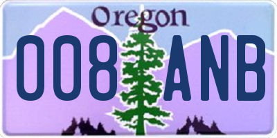 OR license plate 008ANB