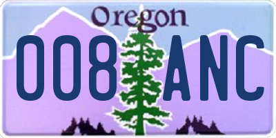 OR license plate 008ANC