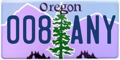 OR license plate 008ANY