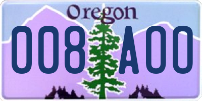 OR license plate 008AOO