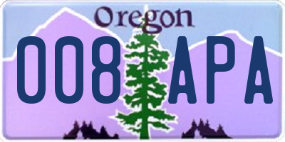 OR license plate 008APA