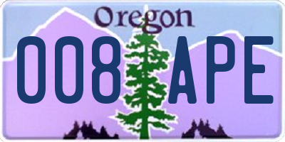 OR license plate 008APE