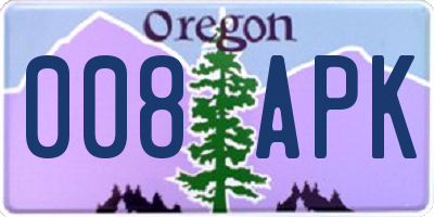 OR license plate 008APK