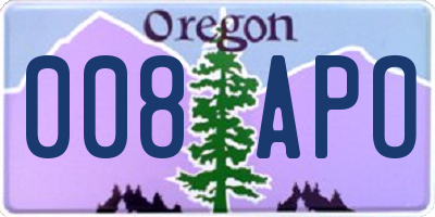 OR license plate 008APO
