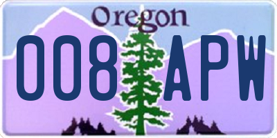 OR license plate 008APW