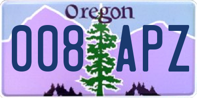 OR license plate 008APZ