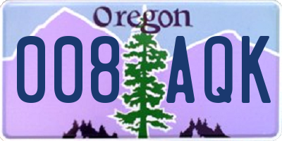OR license plate 008AQK