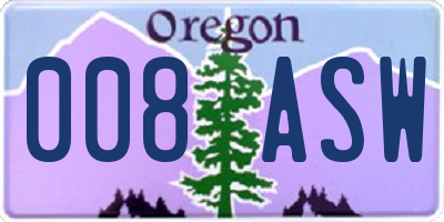 OR license plate 008ASW