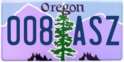 OR license plate 008ASZ
