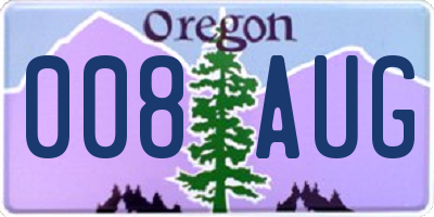 OR license plate 008AUG