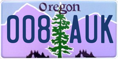 OR license plate 008AUK
