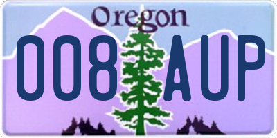 OR license plate 008AUP