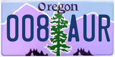 OR license plate 008AUR