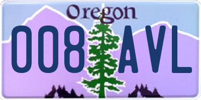 OR license plate 008AVL