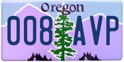 OR license plate 008AVP