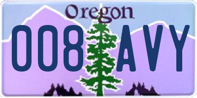 OR license plate 008AVY