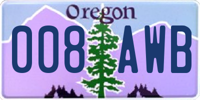 OR license plate 008AWB