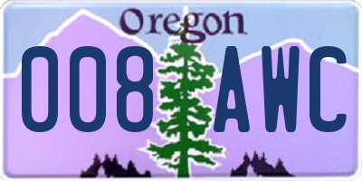 OR license plate 008AWC