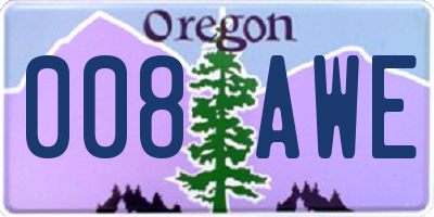 OR license plate 008AWE
