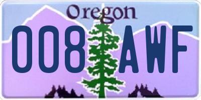 OR license plate 008AWF