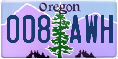 OR license plate 008AWH