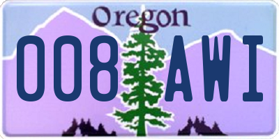 OR license plate 008AWI