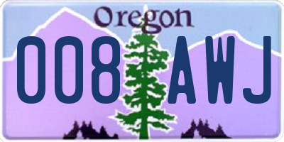 OR license plate 008AWJ