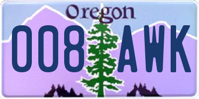 OR license plate 008AWK